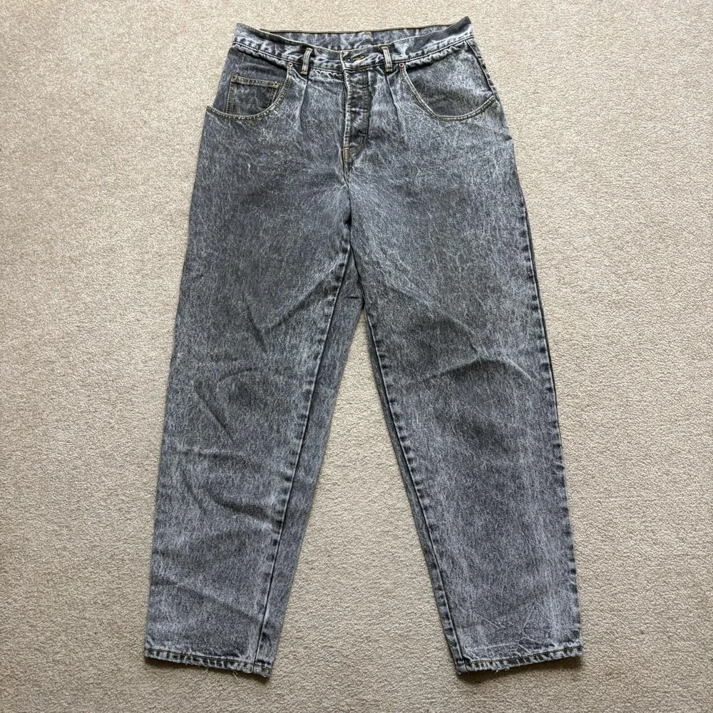 Vtg 80s Gap Jeans 32x30.5 Gray Relaxed Tapered Acid Wash Button Fly Denim Pants